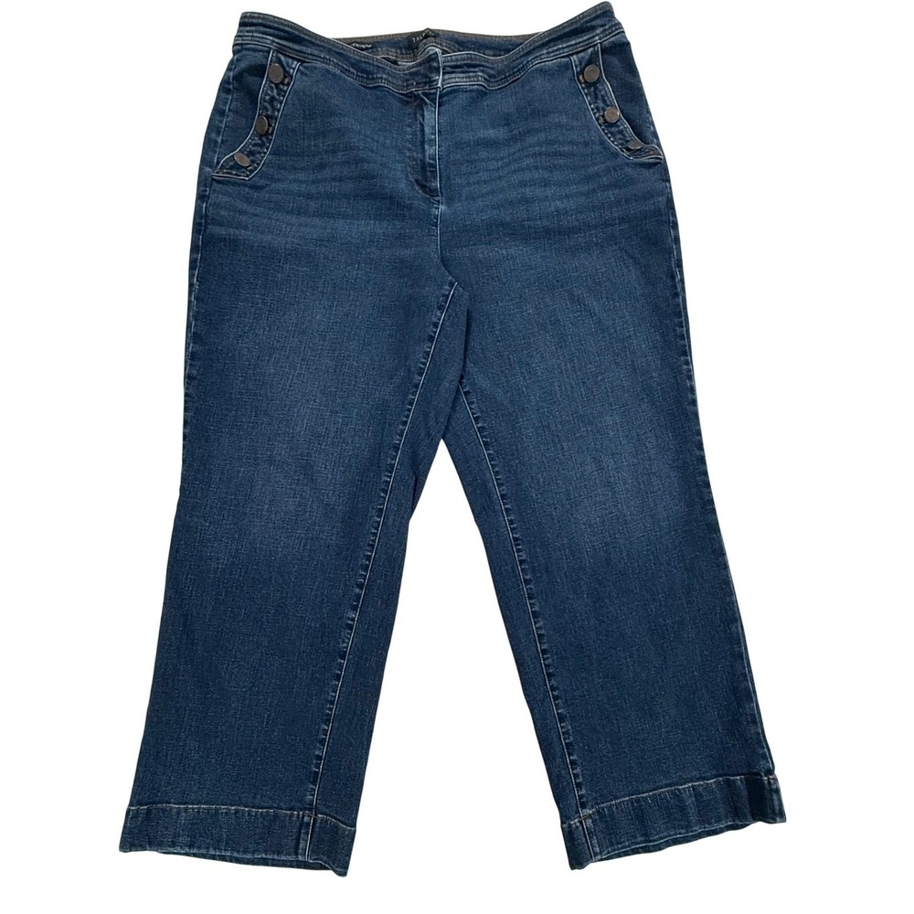Talbots Womens Size 22W Wide Leg Sailor Crop Jeans Dark Wash Denim W395